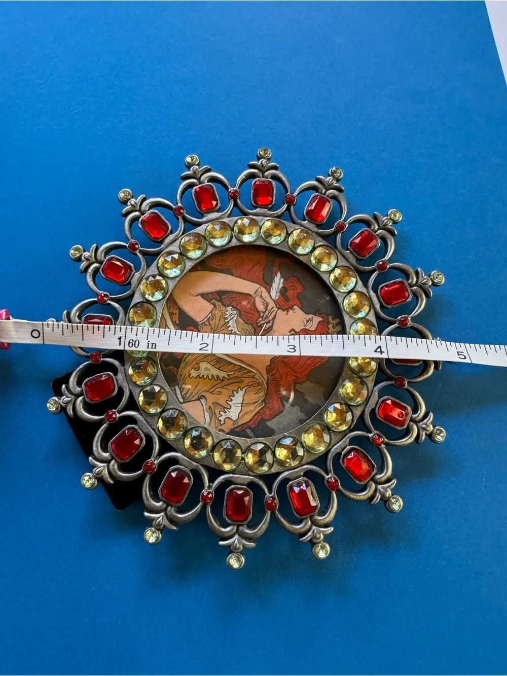 New Victorian-Style Red Gem Frame with Art Nouveau Print